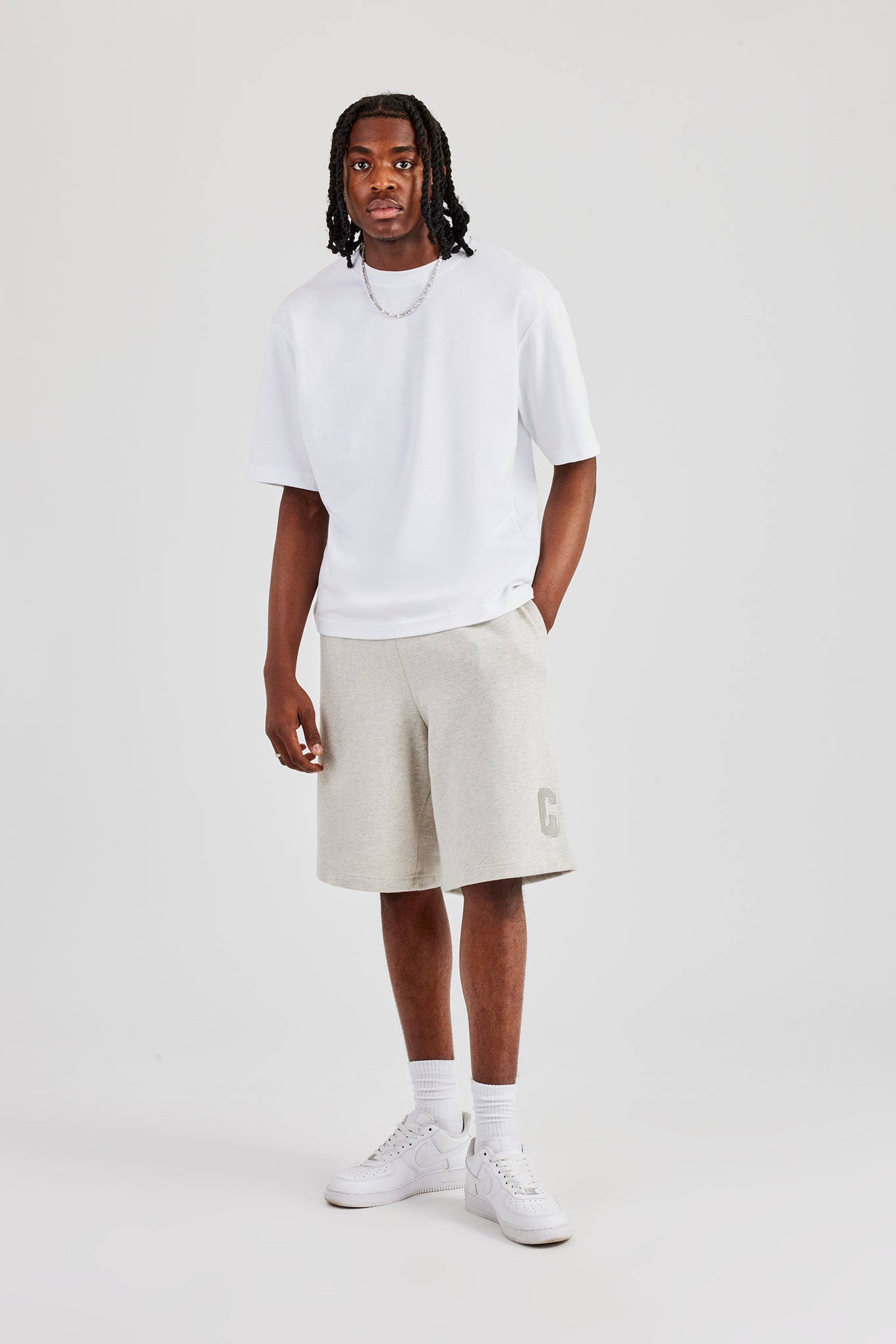 Embroidered C Jort - Ash Grey